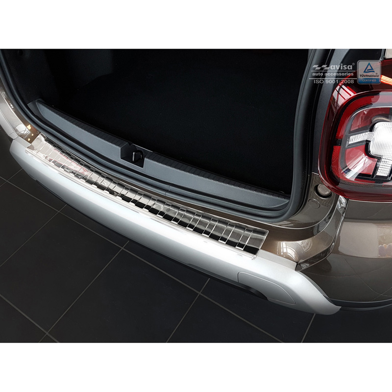 Protection de seuil arrière inox sur mesure pour Dacia Duster II 2018-2021 & FL 2021-2024 'Ribs'