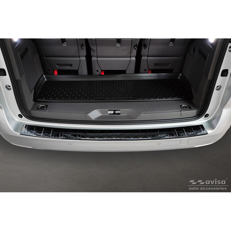 Protection de seuil arrière inox Noir-Chromé sur mesure pour Volkswagen Multivan T7 2021- 'Ribs'
