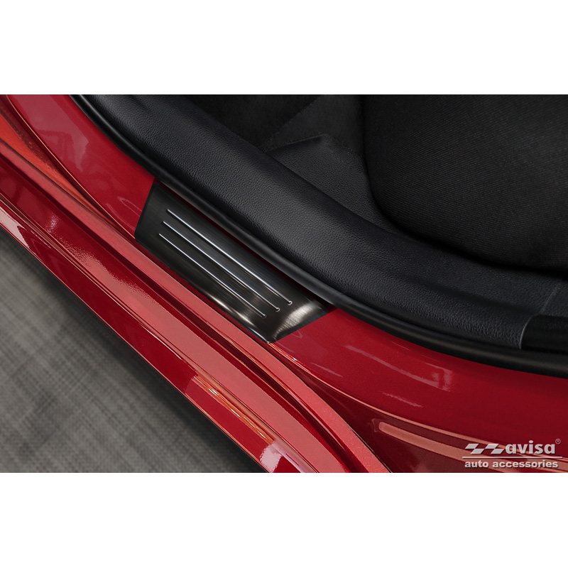 Seuils de portes inoxydable noir sur mesure pour Toyota Yaris 2020- incl. Facelift, excl. GR / Toyota Yaris Cross 2021- / Toyota C-HR II 2023- - 'Special Edition' - 4-pièces