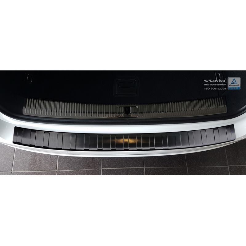 Protection de seuil arrière inox noir sur mesure pour Audi A4 B9 Avant 2015-2019 & Facelift 2019- 'Ribs' (incl. S-Line & S4 Avant)