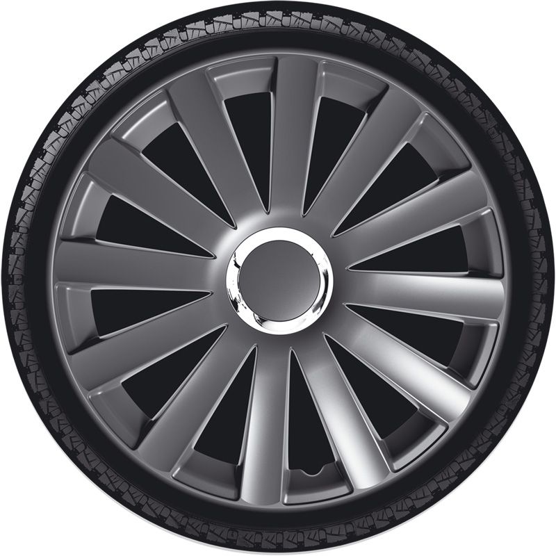 Jeu d'enjoliveurs Spyder 16-inch gun-metal + anneau chromé
