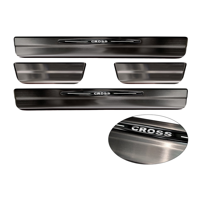 Seuils de portes inoxydable sur mesure pour Toyota Corolla Cross 2020- 'Cross' 4-pièces
