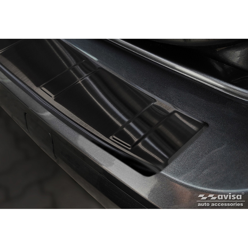 Protection de seuil arrière inox noir sur mesure pour Volkswagen Caddy V 2020- 'Ribs'