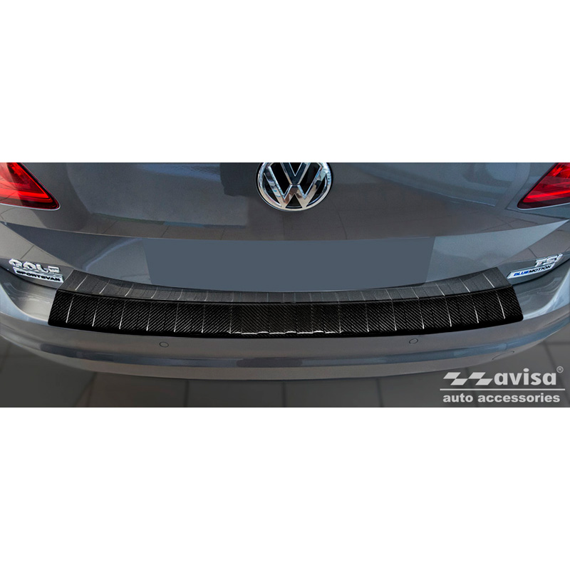 Protection de seuil arrière carboné 3D sur mesure pour Volkswagen Golf Sportsvan 2014-2017 & FL 2017- 'Ribs'