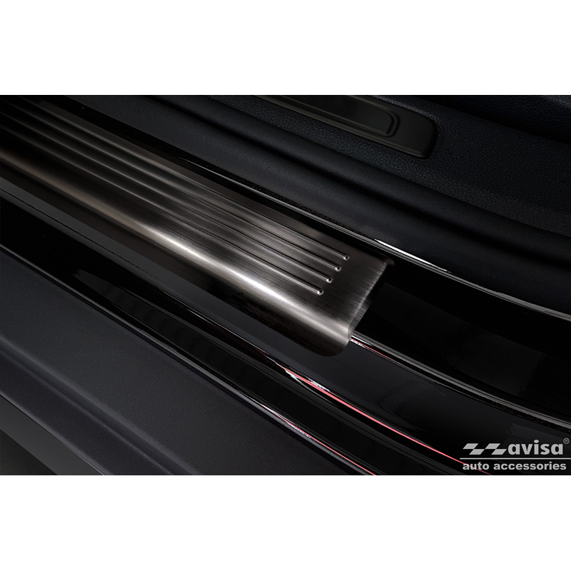 Seuils de portes inoxydable noir sur mesure pour Volkswagen Passat 3G Sedan/Variant 2014-2023 - 'Lines' - 4-pièces
