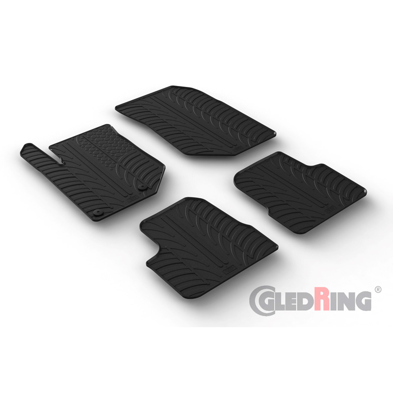 Set tapis de caoutchouc sur mesure pour Peugeot 208 II 2019- / 2008 II 2020- & Opel Corsa F 2019- / Mokka 2020- excl. Electric (T profil 4-pièces + clips de montage)