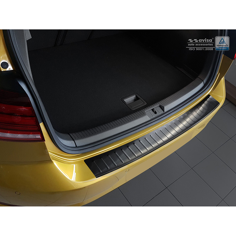 Protection de seuil arrière inox noir sur mesure pour Volkswagen Golf VII HB 3/5-portes 2012-2017 & FL 2017-2019 'Ribs'