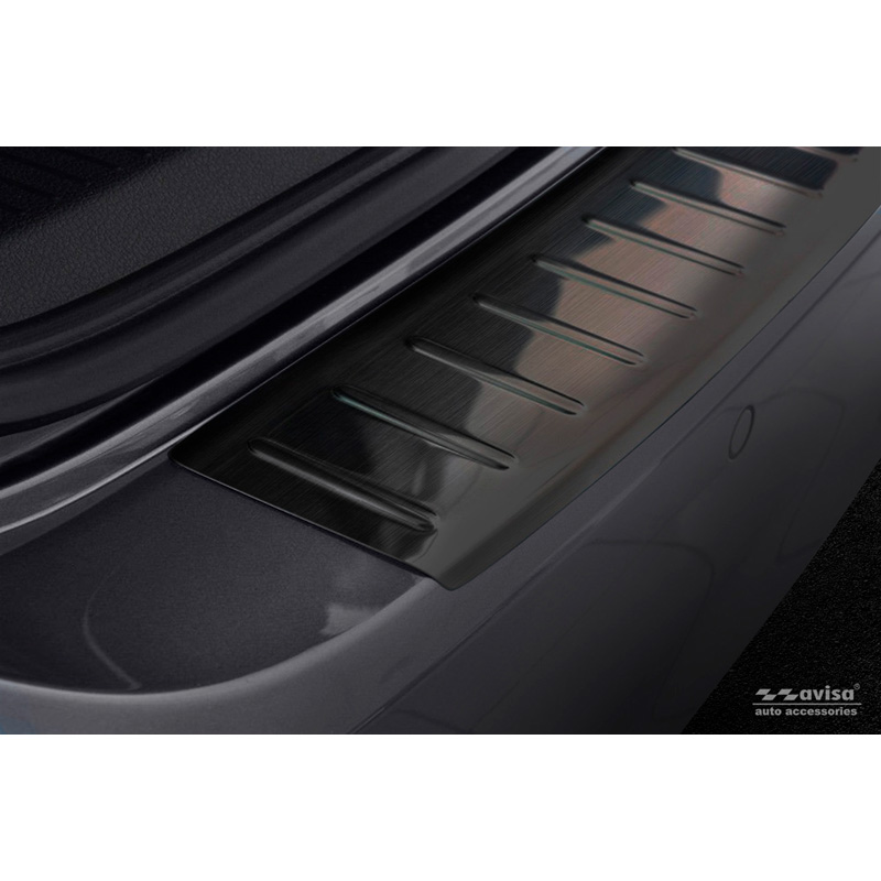 Protection de seuil arrière inox noir sur mesure pour Volkswagen Golf VII Variant 2012-2017 'Ribs'