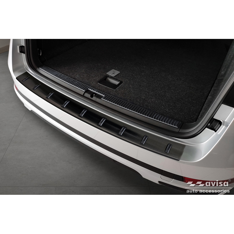 Protection de seuil arrière inox noir sur mesure pour Skoda Superb III Combi 2015-2023 incl. Scout 'STRONG EDITION'