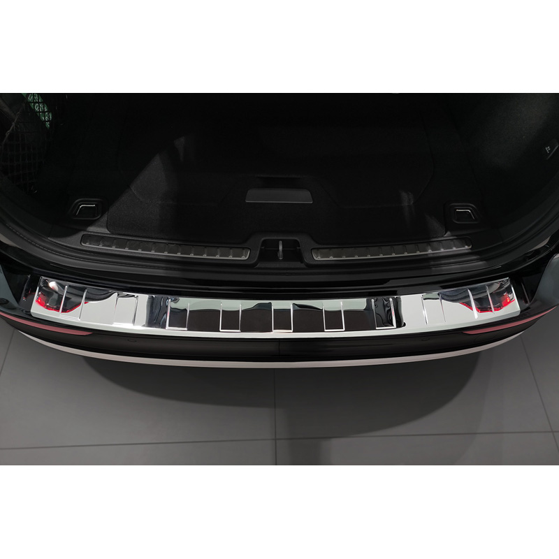 Protection de seuil arrière inox Chrome sur mesure pour Volvo V60 II / V60 II Cross Country 2018- & V60 II Plug- In Hybrid / R-Design 2019- 'Ribs'