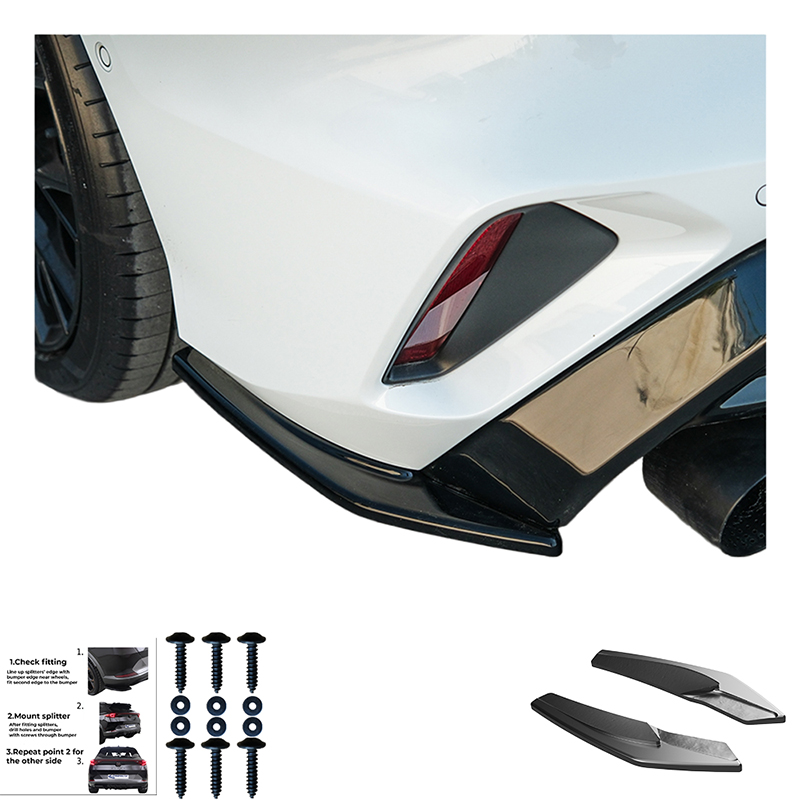 Oneway Jupes de pare-chocs arrière (coins) sur mesure pour Audi A3 (8Y) Sedan S-Line/S3 Facelift 2025- - Noir brillant