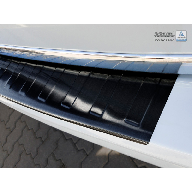 Protection de seuil arrière inox noir sur mesure pour Volkswagen Transporter T6 2015-2019 & FL 2019-2020 & T6.1 2020-2022 (hayon arrière) 'Ribs'