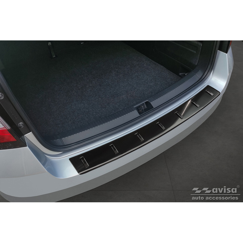 Protection de seuil arrière inox noir sur mesure pour Skoda Fabia III Combi 2014-2018 'STRONG EDITION'