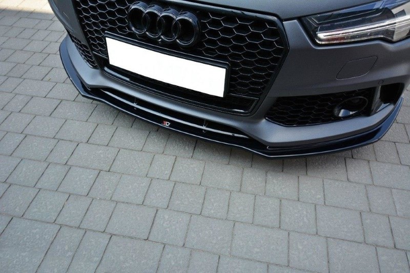 Voorspoiler V.1 Audi RS7 C7 FL Maxton Glans Zwart