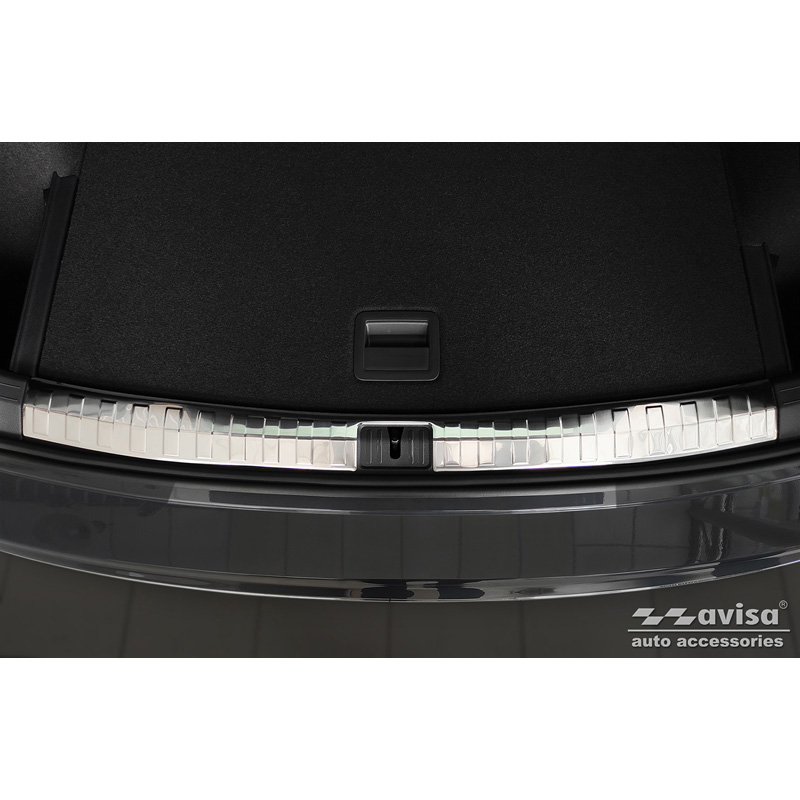 Protection de seuil arrière d'intérieur inox sur mesure pour Volkswagen Tiguan 2016-2020 & FL 2020-2024 'Ribs'