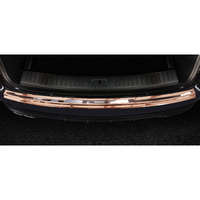 Protection de seuil arrière inox 'Deluxe' sur mesure pour Porsche Cayenne III 2017- 'Performance' Cuivre/Carbone Cuivre