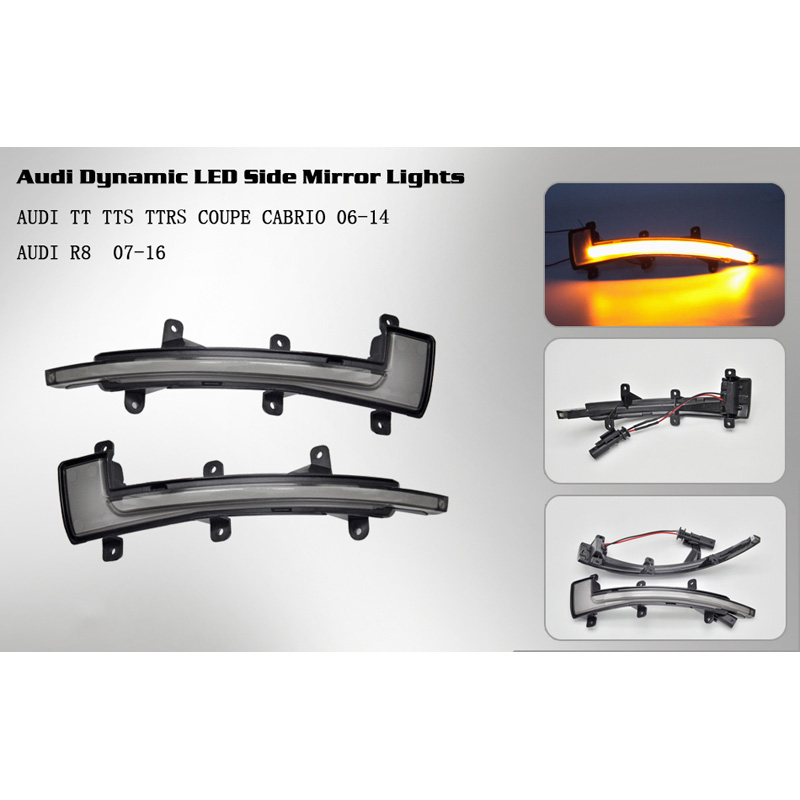 Set de Clignotants de Rétroviseurs LED sur mesure pour Audi TT 2006-2014 & R8 2007-2016 - Fumée - incl. Feux Dynamiques