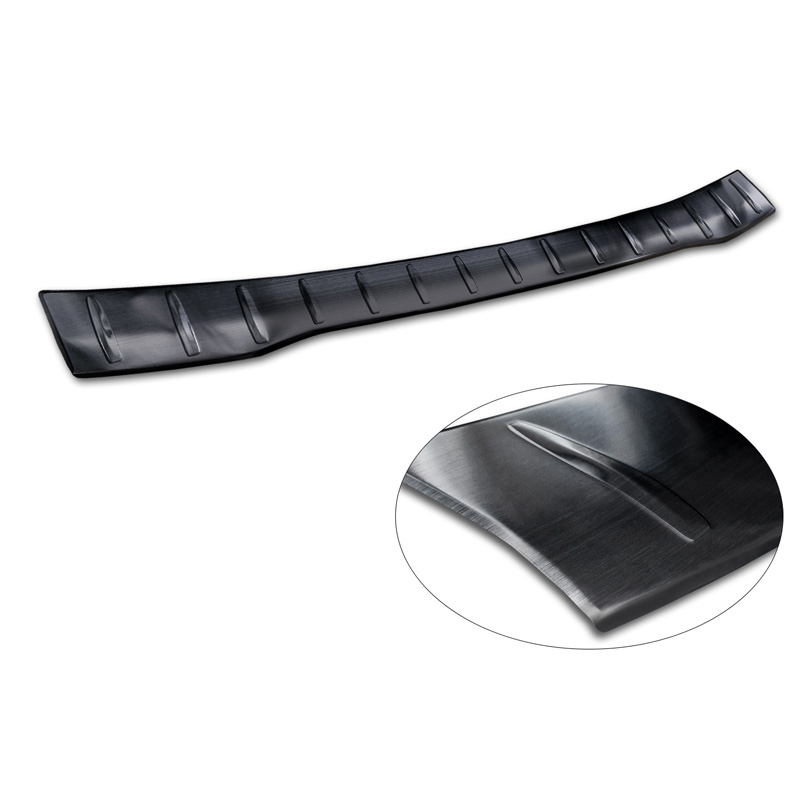 Protection de seuil arrière inox noir sur mesure pour Ford Transit Custom & Tourneo Custom (V710) 2023- / Volkswagen Transporter T7 2024- 'Ribs'