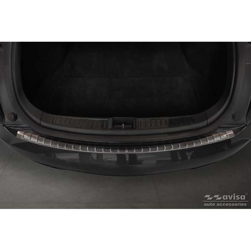Protection de seuil arrière inox noir sur mesure pour Tesla Model S 2012- 'Ribs'