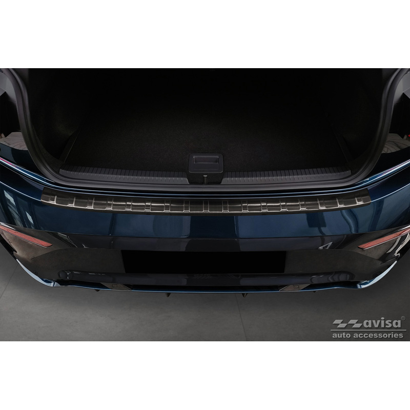 Protection de seuil arrière inox noir sur mesure pour Cupra Born 2021- 'Ribs'