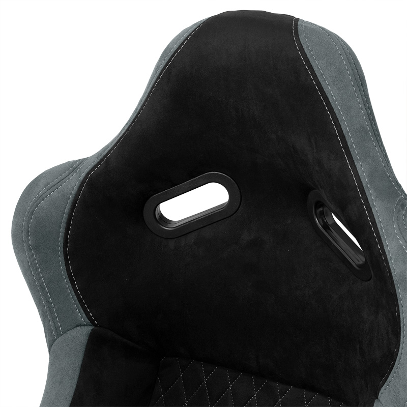Siège baquet 'LV' - Noir/Gris - Dossier fixe en polyester - incl. glissières