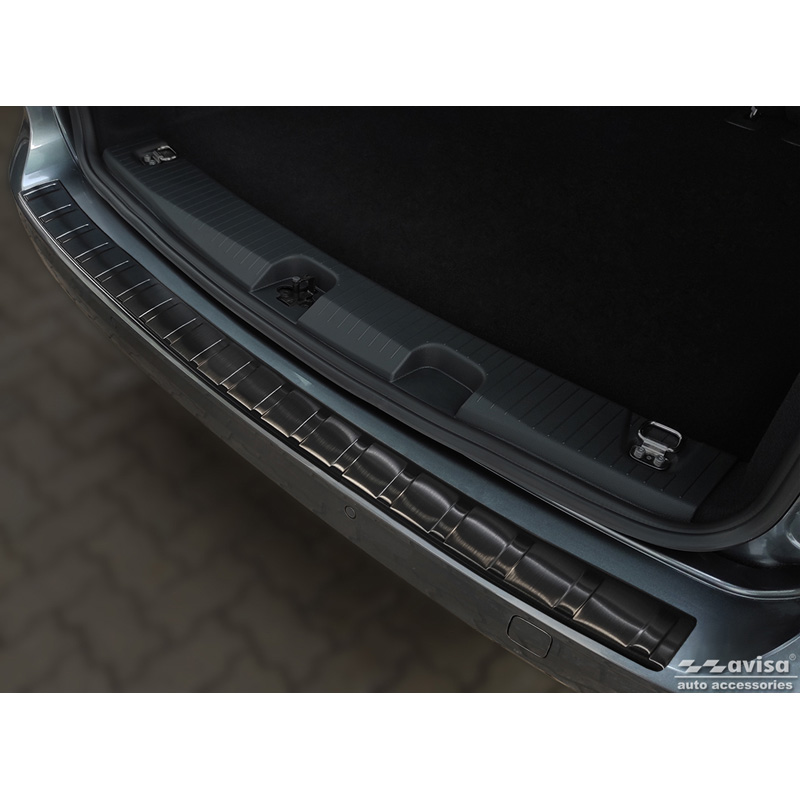 Protection de seuil arrière inox noir sur mesure pour Volkswagen Caddy V 2020- 'Ribs'
