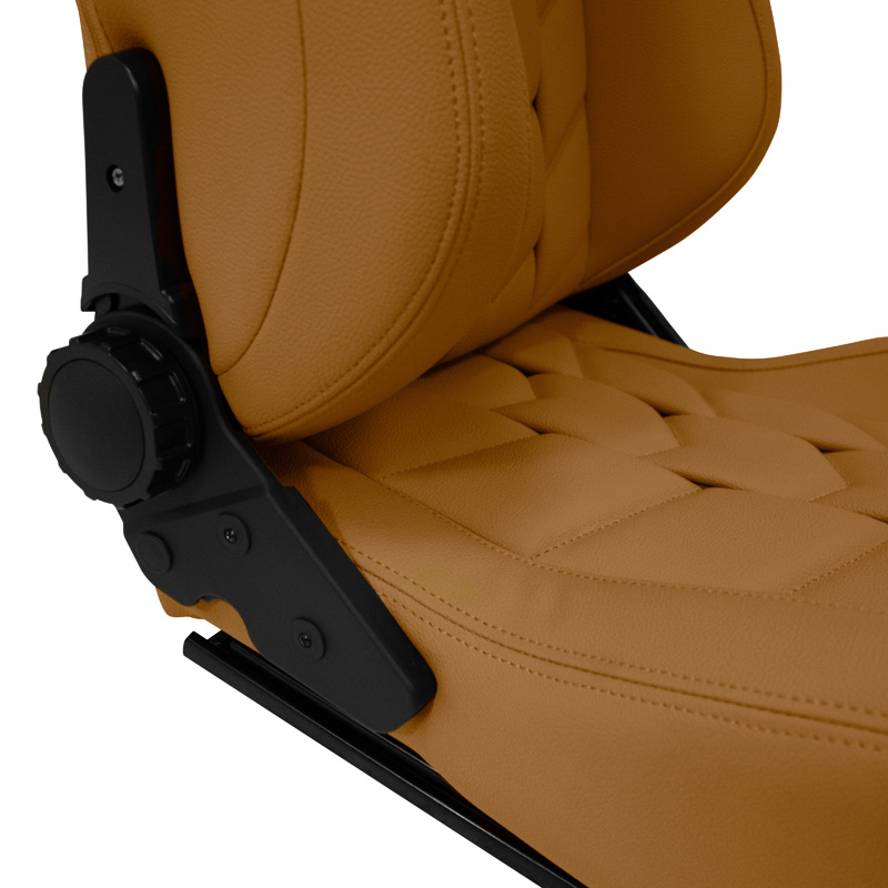 Siège baquet 'GK' - Beige Simili Cuir - Dossier réglable - incl. glissières