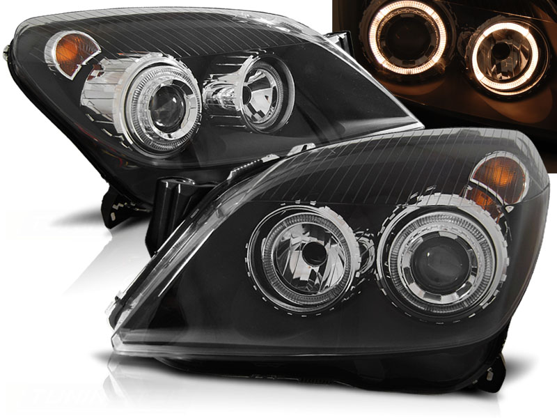 Phares Opel Astra H Angel Eyes chrome