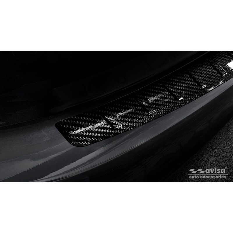 Protection de seuil arrière carboné 3D sur mesure pour Mercedes Classe-C W205 Sedan 2014-2019 & FL 2019-2021 'Ribs'