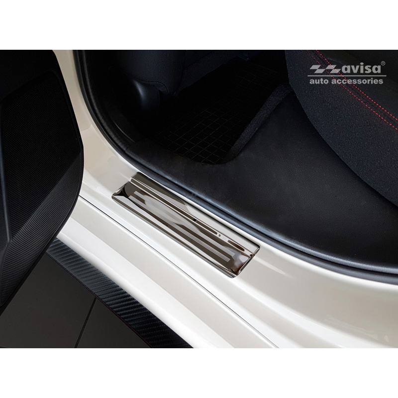 Seuils de portes inox noir luisant sur mesure pour Honda Civic X HB 5-portes 2017-2022 'Sportline' - 4-pièces