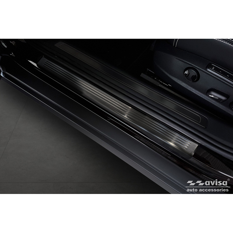 Seuils de portes inoxydable noir sur mesure pour Volkswagen Passat 3G Sedan/Variant 2014-2023 - 'Lines' - 4-pièces