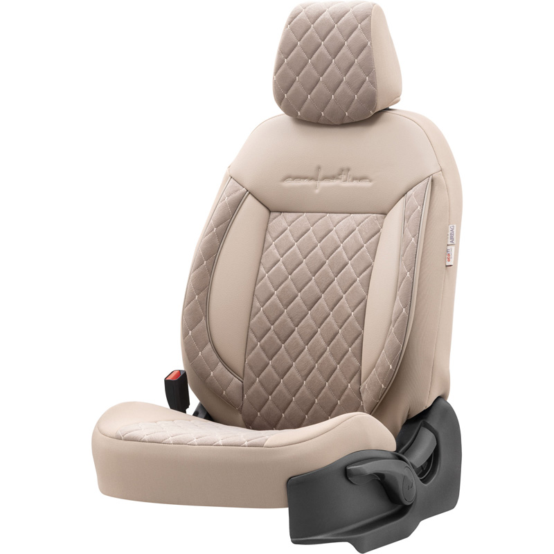 Housse de sièges universel en velours/textile 'Comfortline VIP' Crème - 11-pièces - adapté aux Side-Airbags