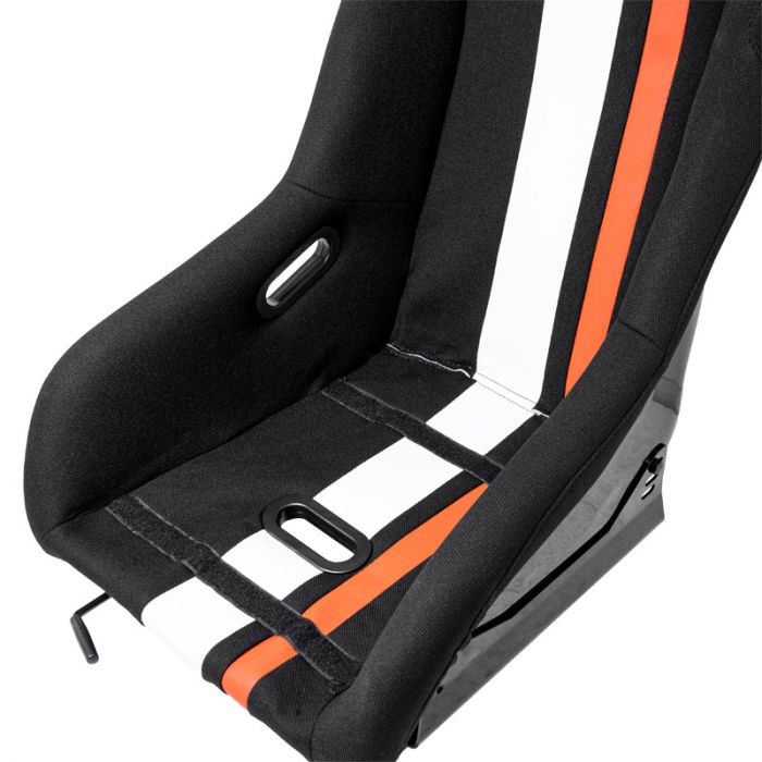 Siège baquet 'MO' - Noir/Rouge/Blanc - Dossier fixe en polyester - incl. glissières