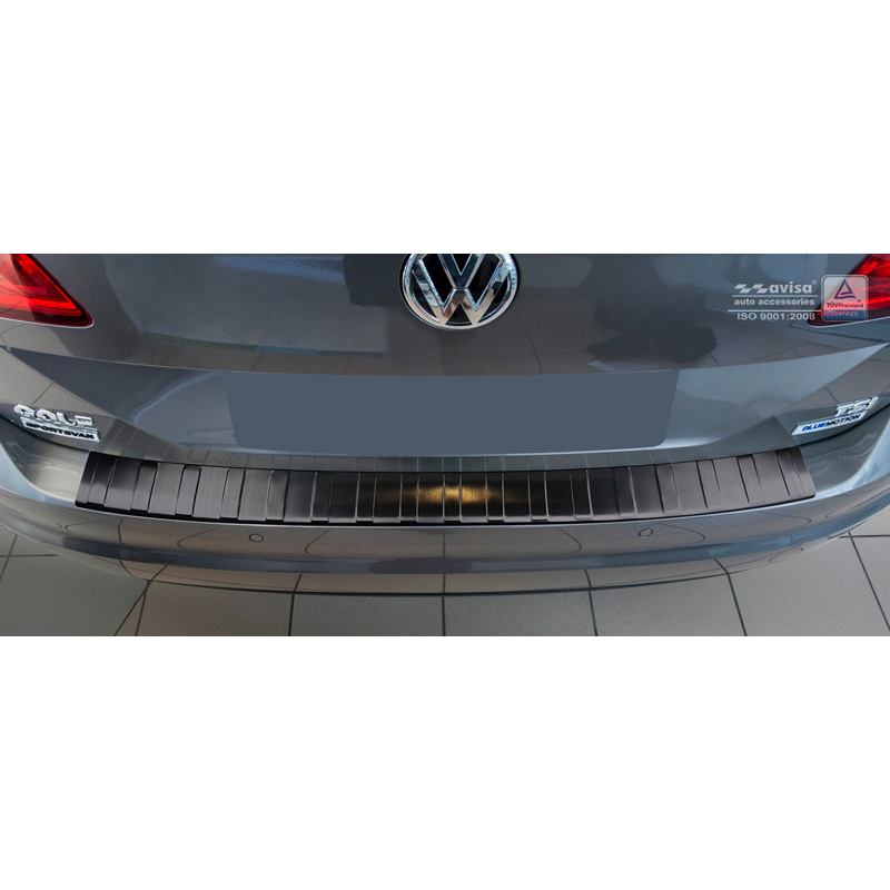 Protection de seuil arrière inox noir sur mesure pour Volkswagen Golf VII Sportsvan 2014- 'Ribs'