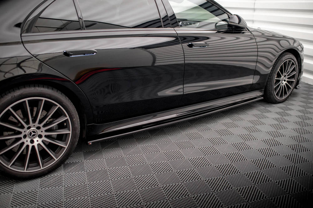 Zijskirts Mercedes S Klasse Lang W223 AMG Pakket Maxton Glans Zwart