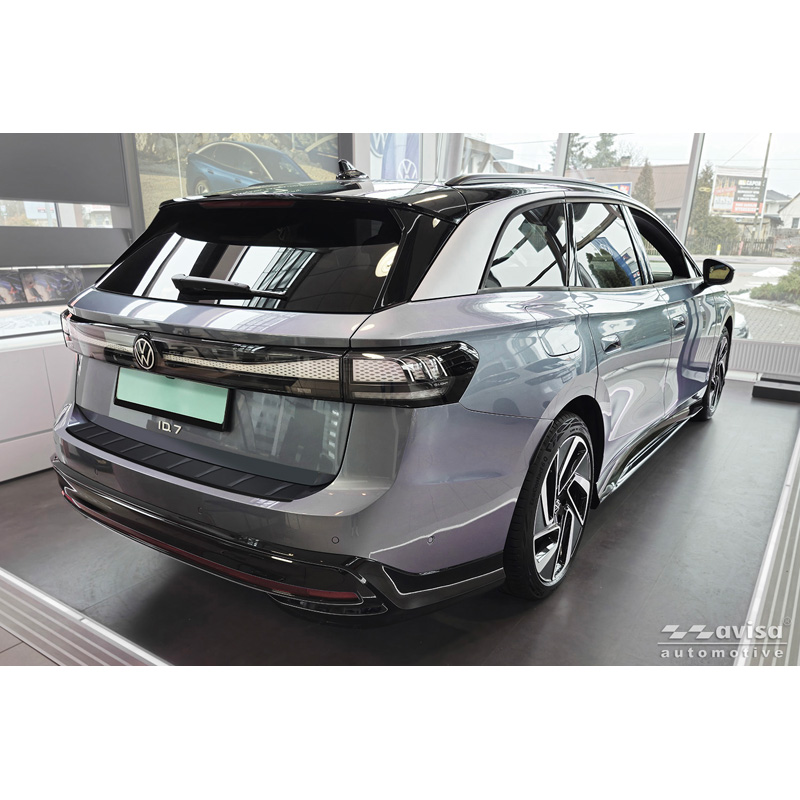 Protection de seuil arrière inox noir mat sur mesure pour Volkswagen ID.7 Tourer 2024- 'Ribs'