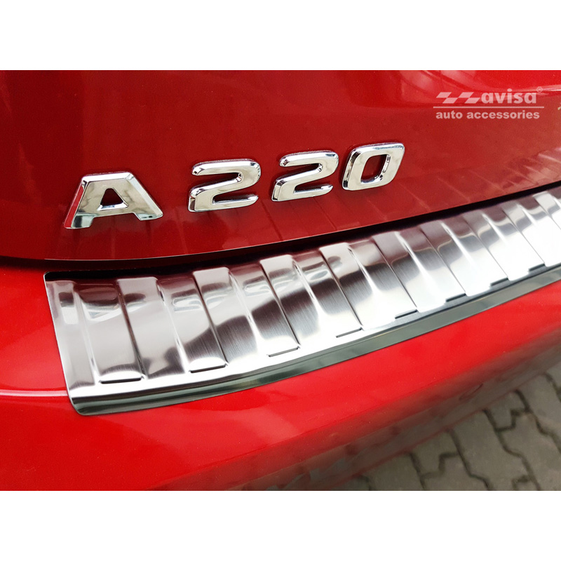 Protection de seuil arrière inox sur mesure pour Mercedes Classe-A W177 HB 2018- incl. AMG & EQ 'Ribs'