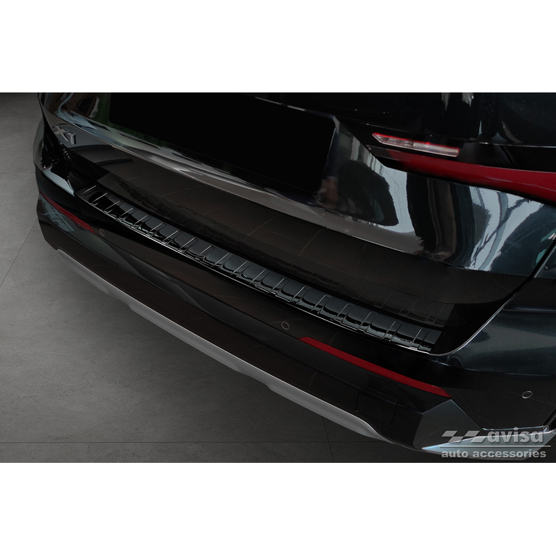 Protection de seuil arrière inox Noir-Chromé sur mesure pour BMW X1 U11 / U11 xLine 2022- 'Ribs'