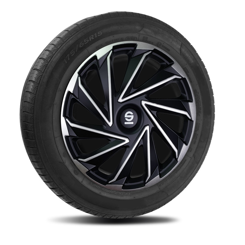 Sparco Enjoliveurs Varese - 14-pouces - Argent/Noir - Set de 4 pièces