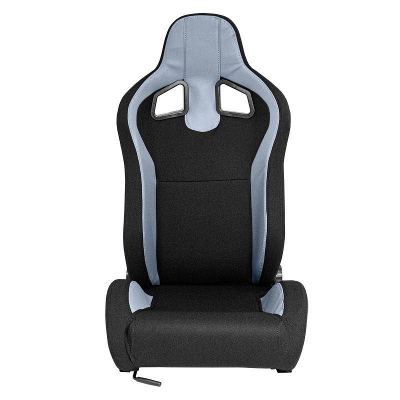 Siège baquet 'MR' - Simili Cuir Noir + Gris Textile Pine - Dossier réglable - incl. glissières