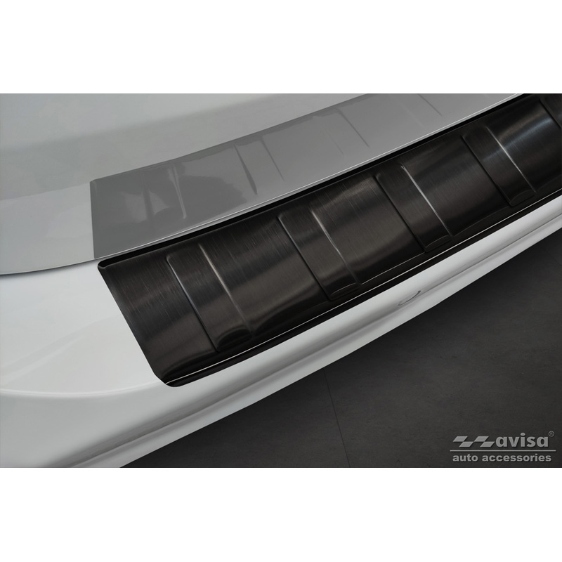 Protection de seuil arrière inox noir sur mesure pour BMW Série 3 G21 Touring 2019-2022 'Ribs'