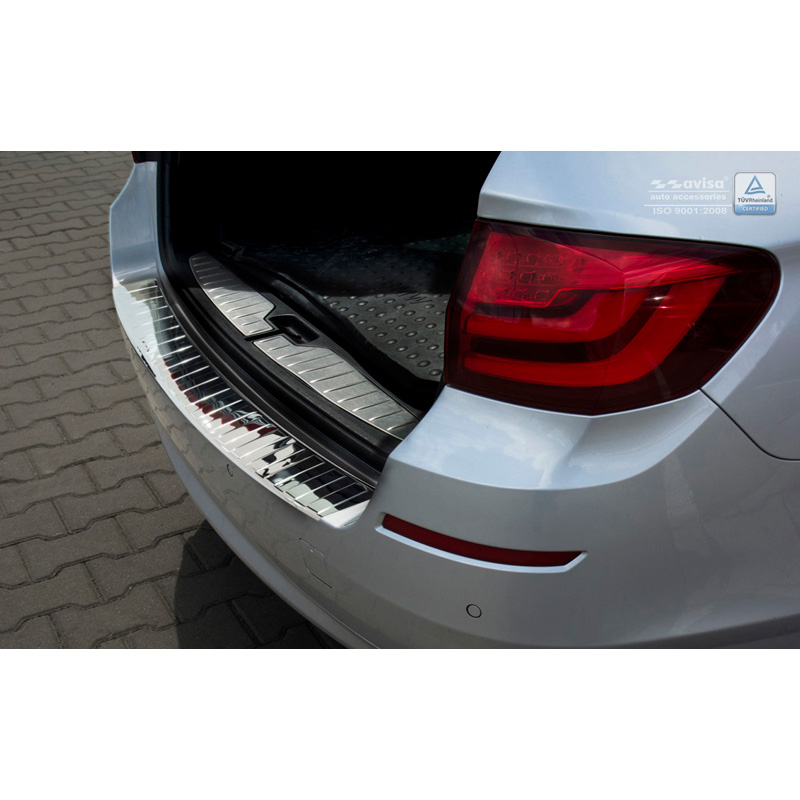 Protection de seuil arrière inox Chrome sur mesure pour BMW Série 5 F11 Touring (incl. Paquet M) 2010- 'Ribs'