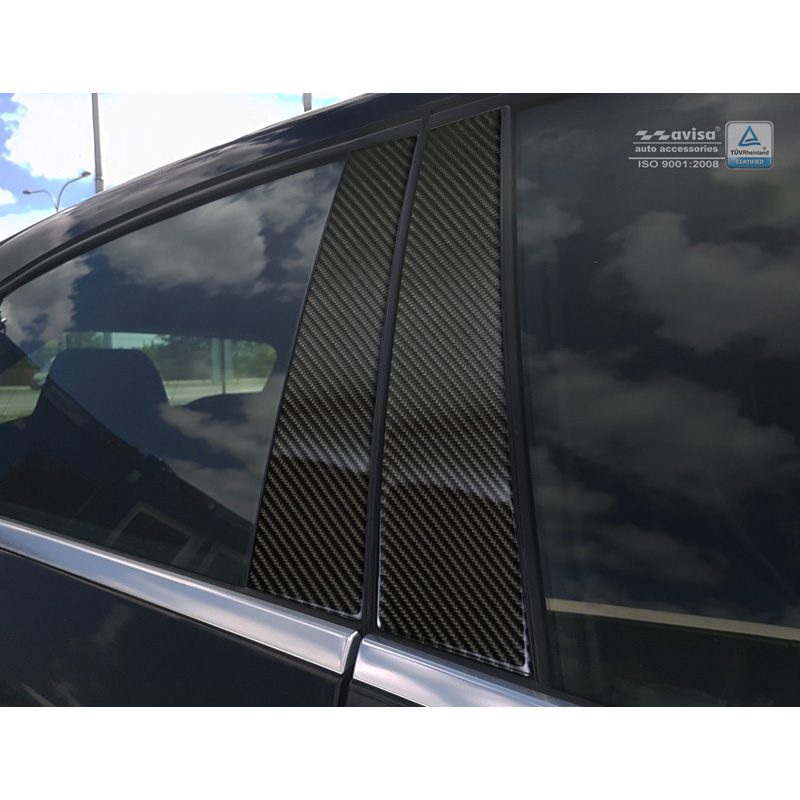 Couvertures de piliers-B sur mesure pour Mercedes-Benz Classe-A W176 2015- Noir Carbone