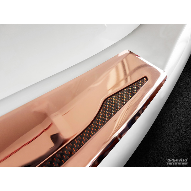 Protection de seuil arrière inox 'Deluxe' sur mesure pour BMW X5 G05 Paquet M 2018- 'Performance' excl. M-Competition Cuivre/Carbone Cuivre