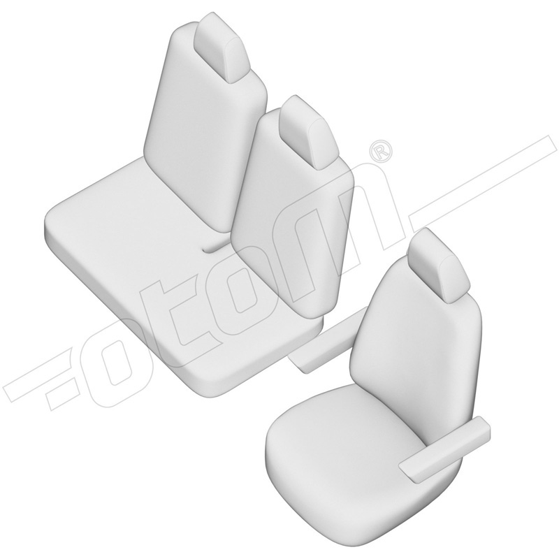 New York Design Housses de siège en cuir artificiel 2+1 sur mesure pour Volkswagen Crafter/MAN TGE 2017- (Ergo Comfort) (Dossier de banquette divisé)