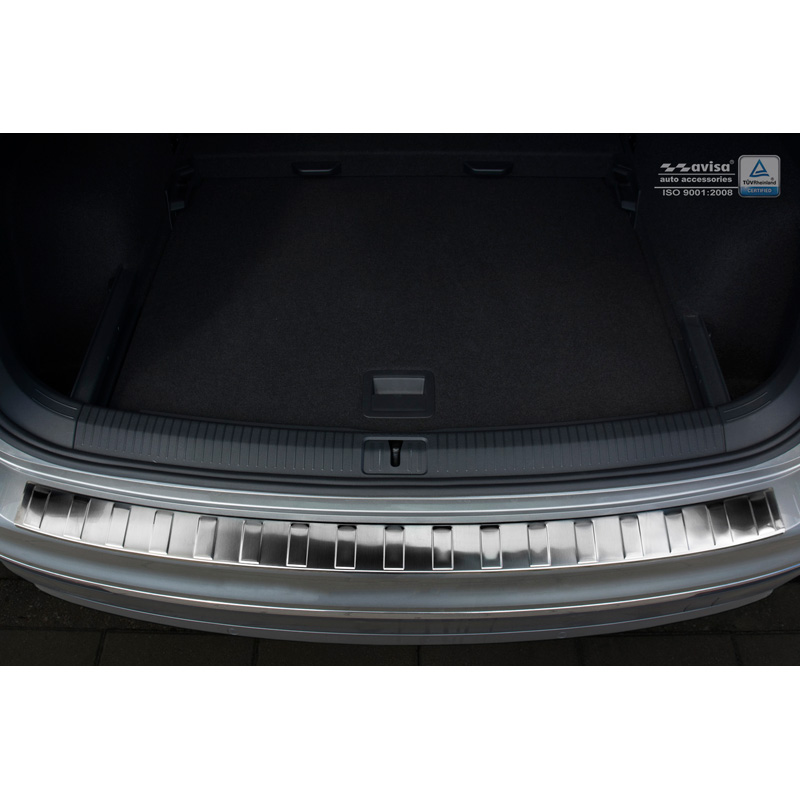 Protection de seuil arrière inox sur mesure pour Volkswagen Tiguan II incl. Allspace & R-Line 2016-2020 & FL 2020-2024 'Ribs'