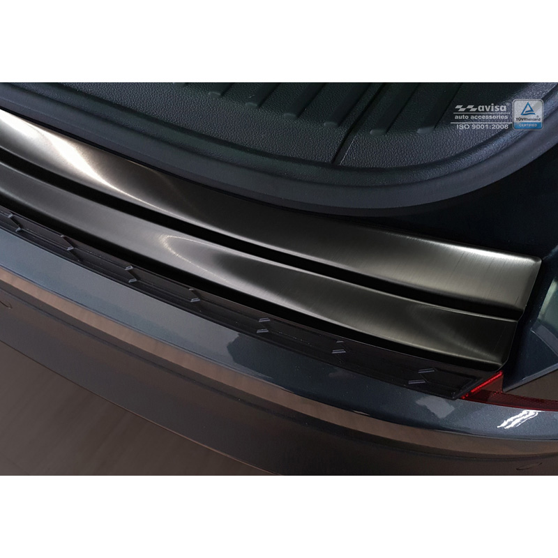 Protection de seuil arrière inox noir sur mesure pour Skoda Kodiaq 2017-2021 & FL 2021-2024 Incl. RS & Scout