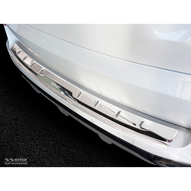 Protection de seuil arrière inox 'Deluxe' sur mesure pour BMW X5 G05 Paquet M 2018- 'Performance' excl. M-Competition Argent/Carbone Noir