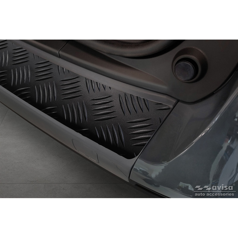 Protection de seuil arrière en aluminium noir mat sur mesure pour Mercedes Citan (W420) Box/Tourer 2021- 'Riffled Plate'