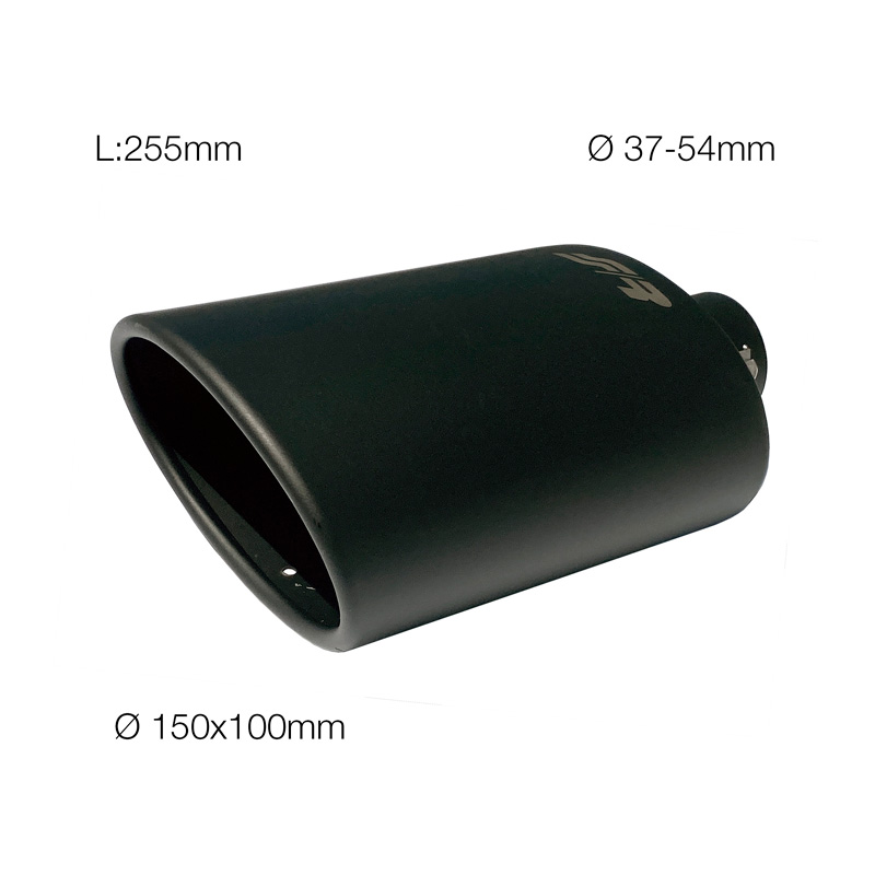 Simoni Racing Embout d'Échappement Ovale/Oblique Noir - 150x100xL255mm - Montage ->37-54mm